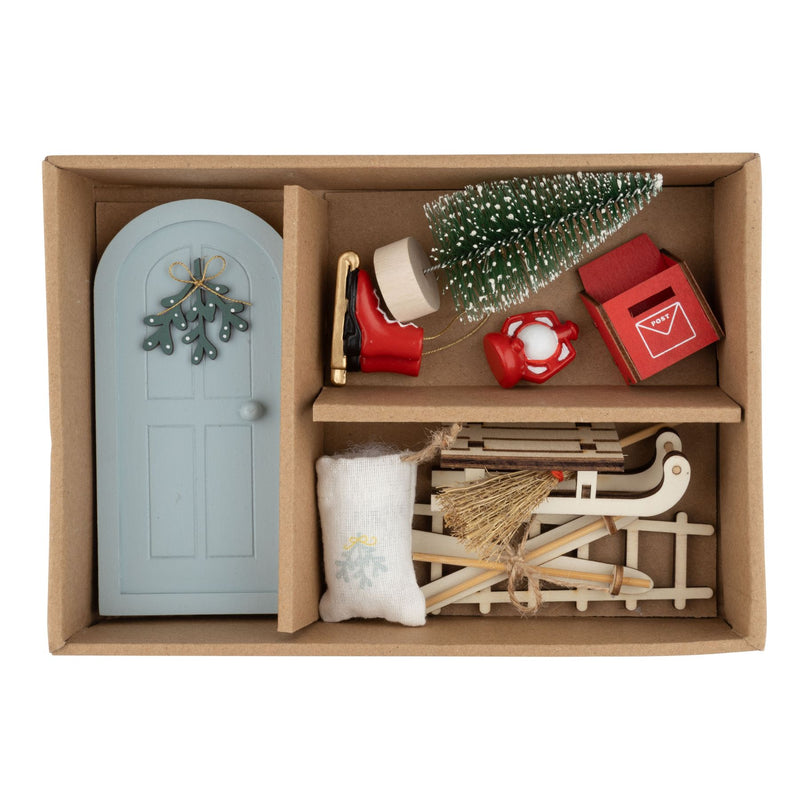 Miniature Christmas Doorway Set - Blue Door