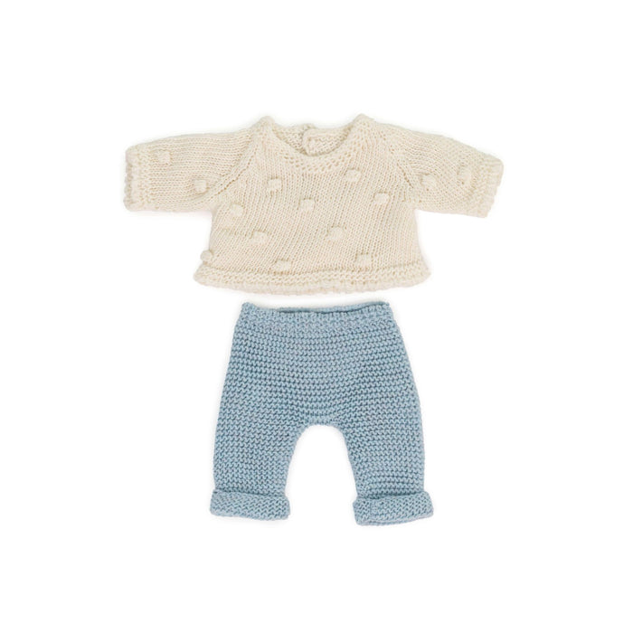 Small Doll Clothes - Knitted Outfit, Sweater + Trousers