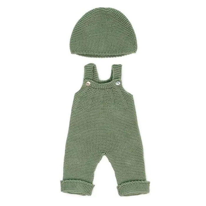 Doll Clothes - Knitted Outfit, Overall + Beanie Hat, 15"