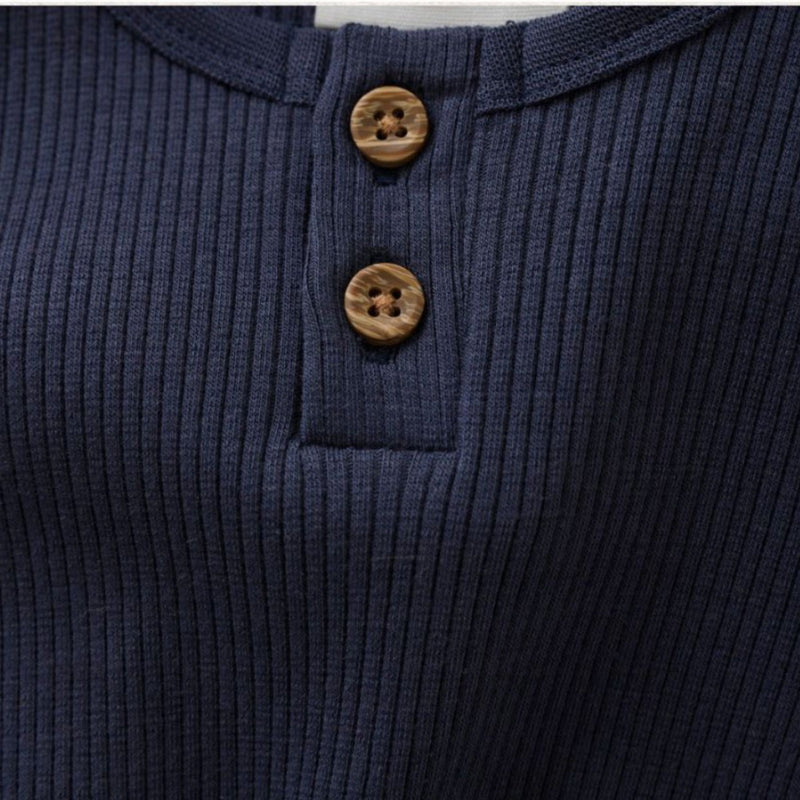 Baby Modal Rib Long Sleeve Bodysuit Blue