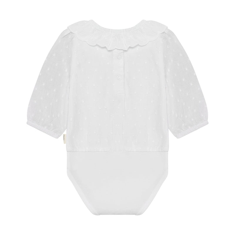 Cotton Bodysuit with Lace Collar