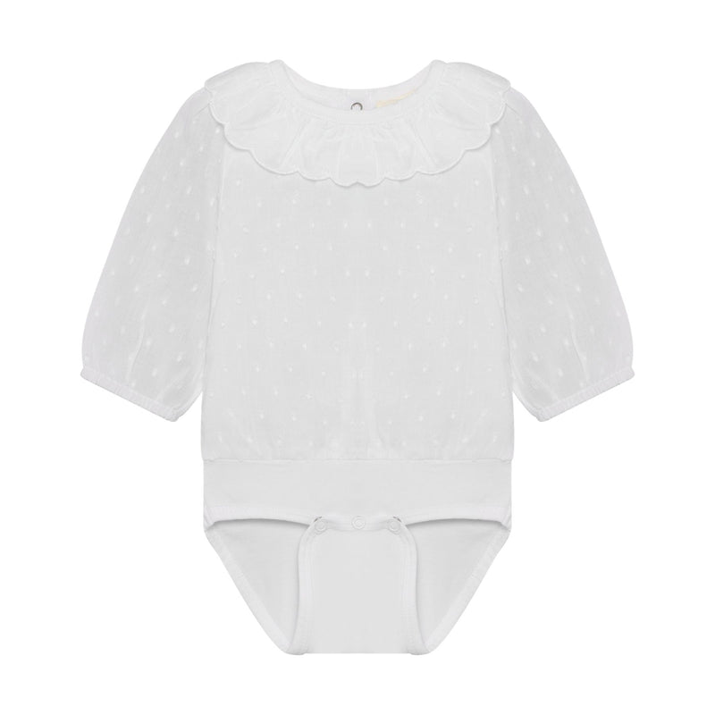 Cotton Bodysuit with Lace Collar