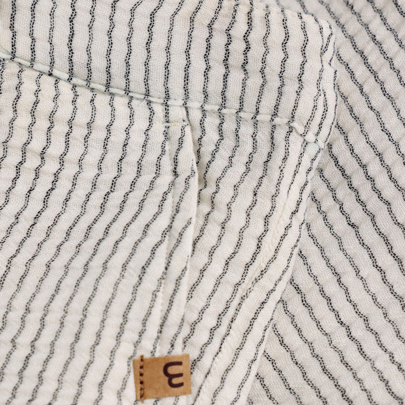 Organic Muslin Vertical Blue Stripe Shorts