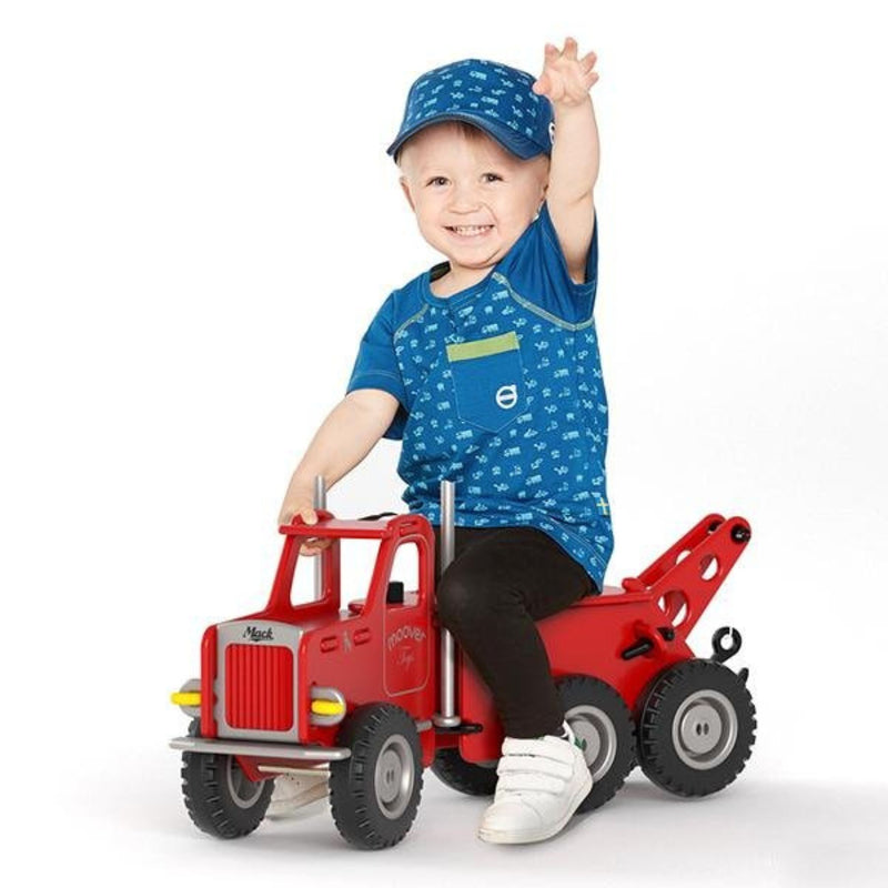 Wooden Ride-On Mack Truck, Red