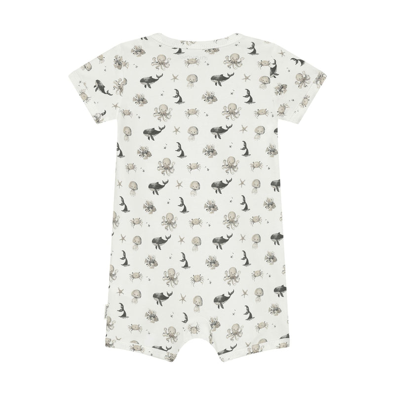 Organic Cotton Jersey Romper Ocean Print