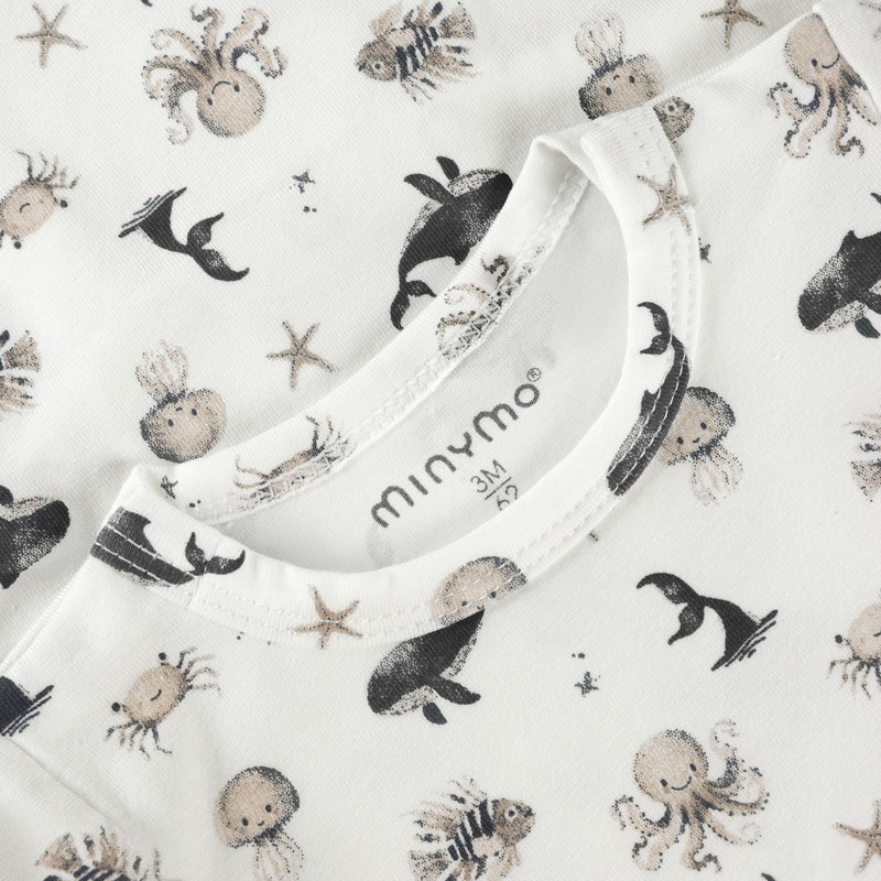 Organic Cotton Jersey Romper Ocean Print