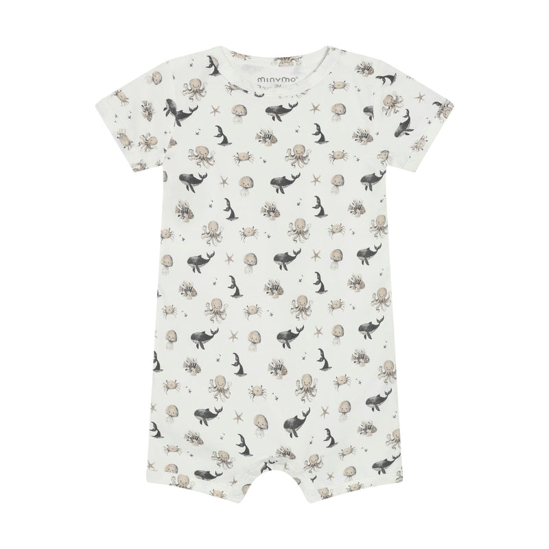 Organic Cotton Jersey Romper Ocean Print