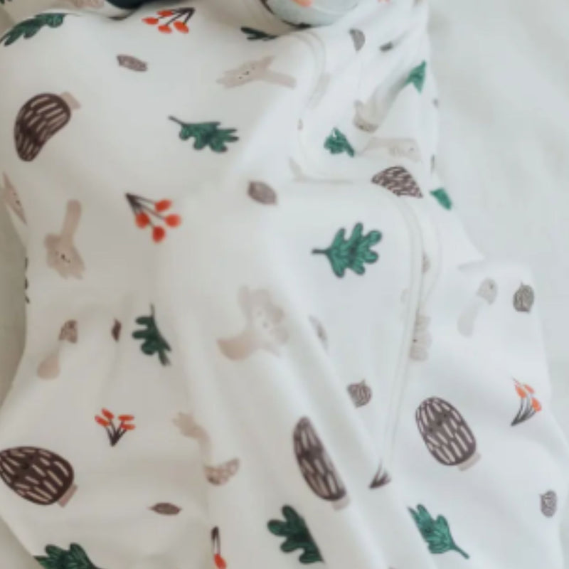 Organic Cotton Removable Sleeve Sleep Bag 1.0 Tog - Forest Forage