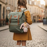 Olli Ella Cozy Bag Charm Bunny Flopsy on Backpack with girl