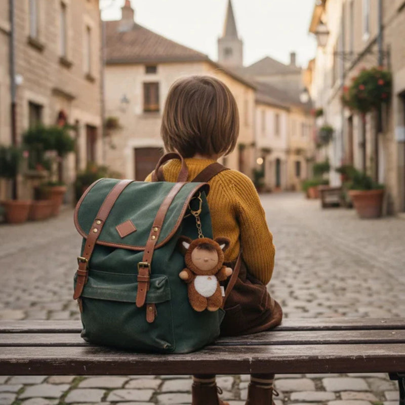 Olli Ella Cozy Bag Charm Fox Finnley with Backpack and boy