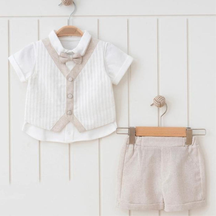 Natural Linen Vest + Short Set