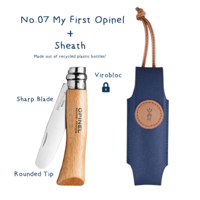 No.7 My First Opinel Folding Pocket Knife with Belt Holster