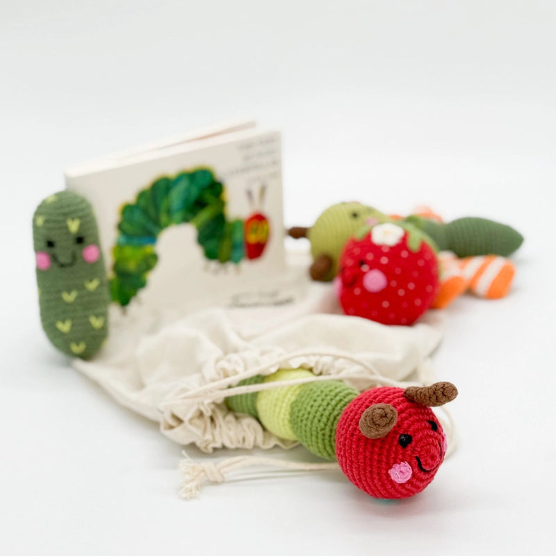 Hungry Caterpillar Book and Organic Cotton Rattles Set