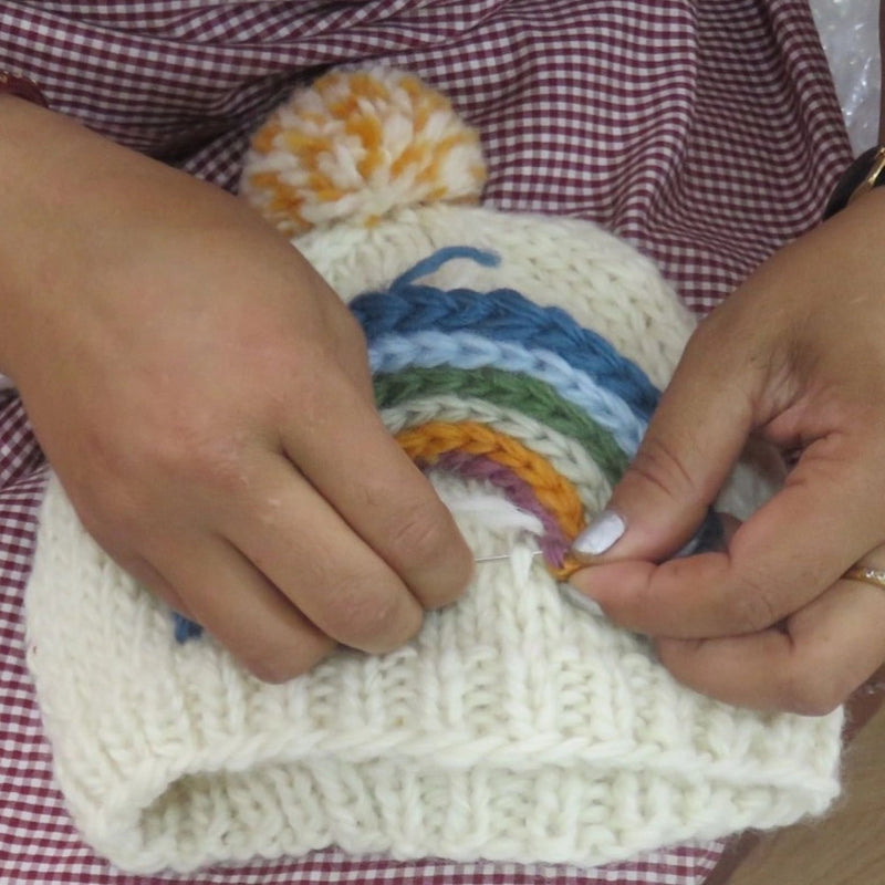 Wool Baby Beanie, Blue Star