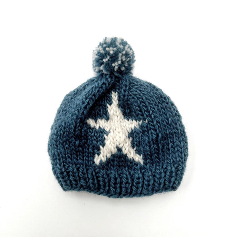 Wool Baby Beanie, Blue Star