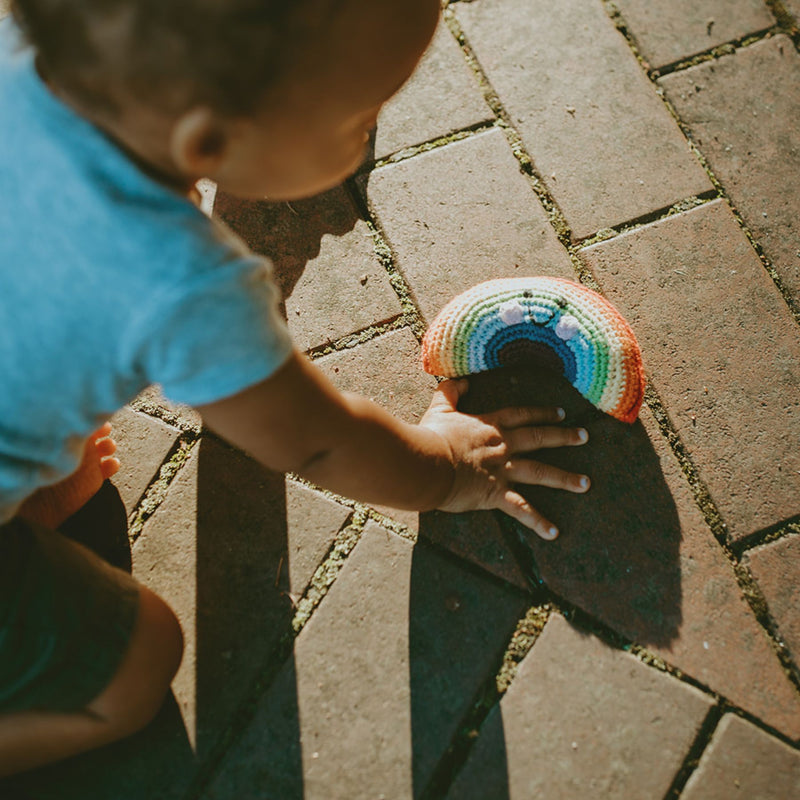 Organic Cotton Bright Rainbow Rattle