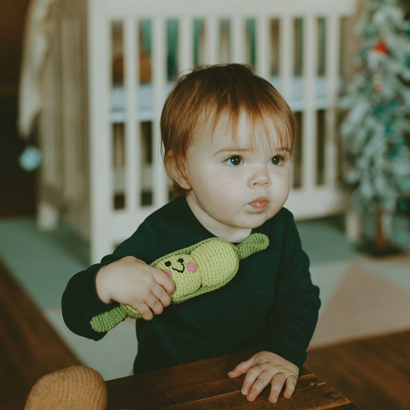 Organic Cotton Green Peapod Rattle
