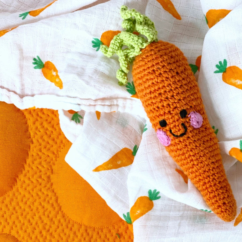 Organic Cotton Baby Carrot Rattle