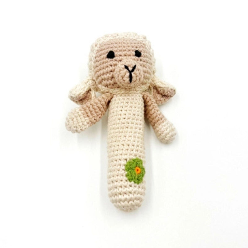 Organic Cotton Lamb Stick Rattle