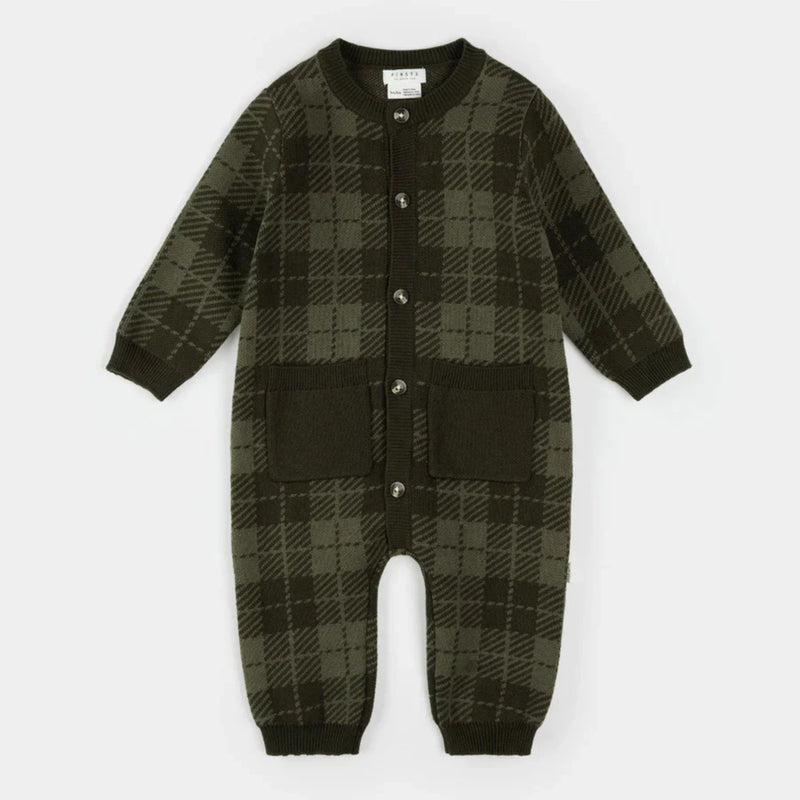 Green Gingham Knit Playsuit