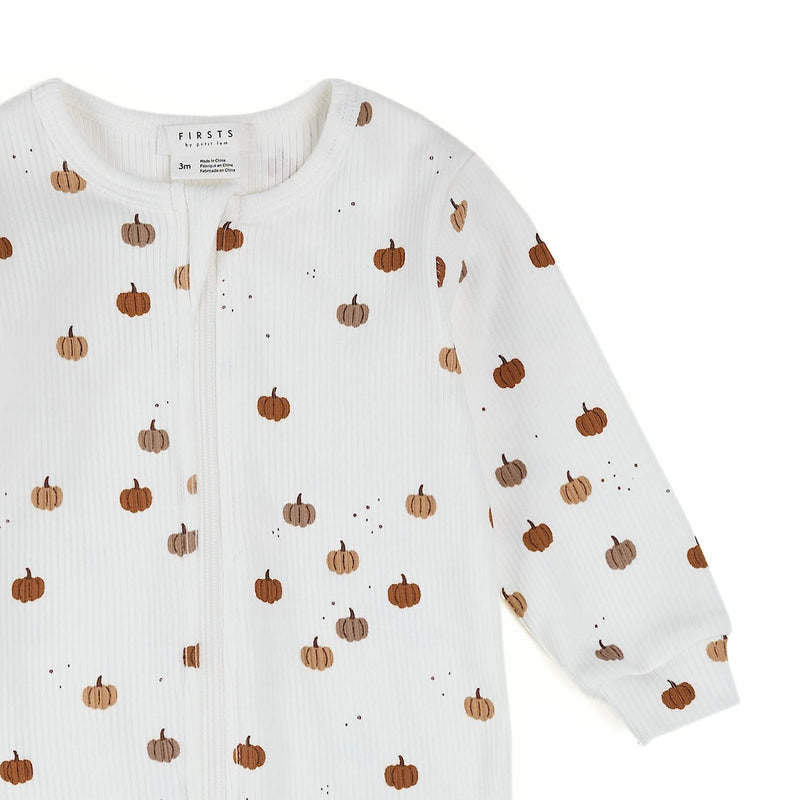 Pumpkin Print on White Footed Sleeper