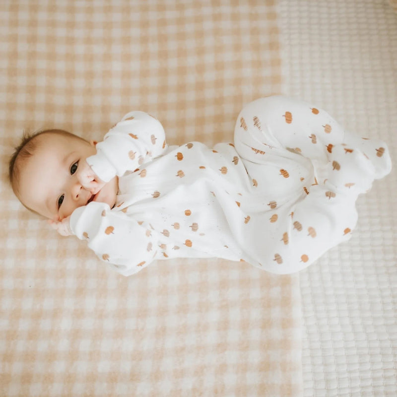 Pumpkin Print on White Footed Sleeper