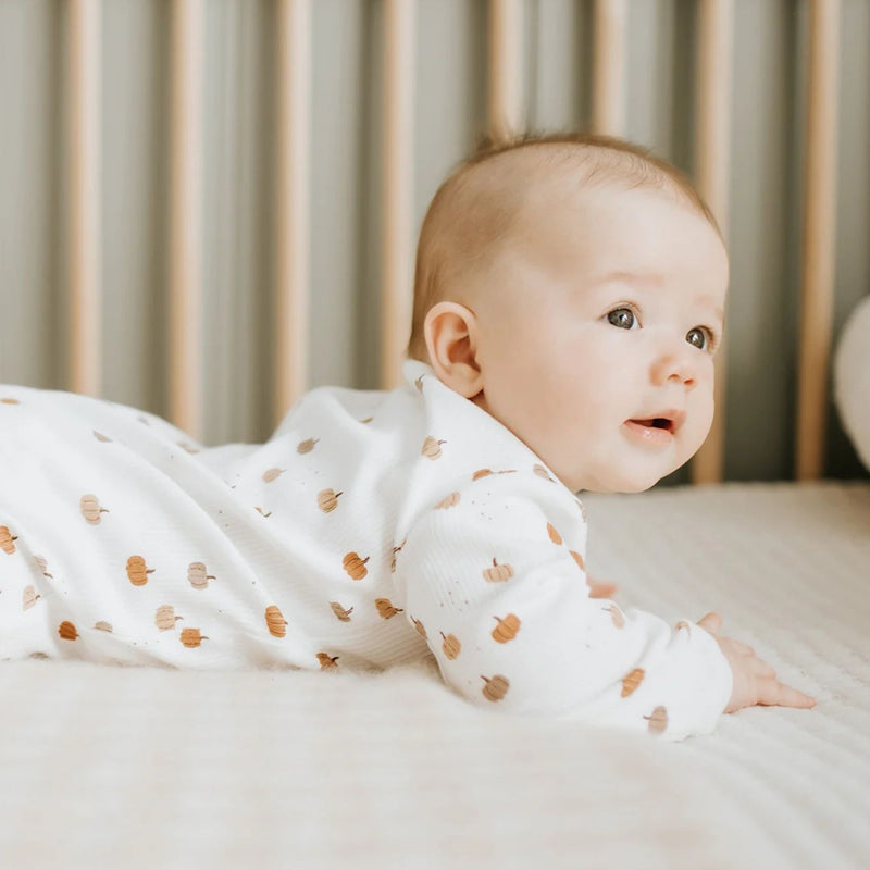 Pumpkin Print on White Footed Sleeper