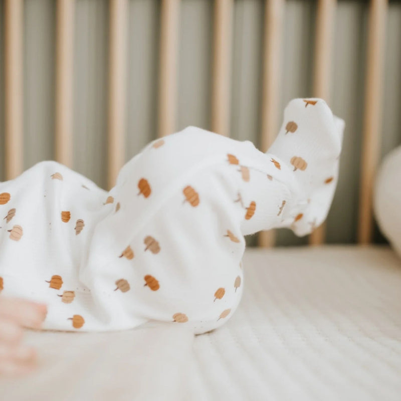 Pumpkin Print on White Footed Sleeper