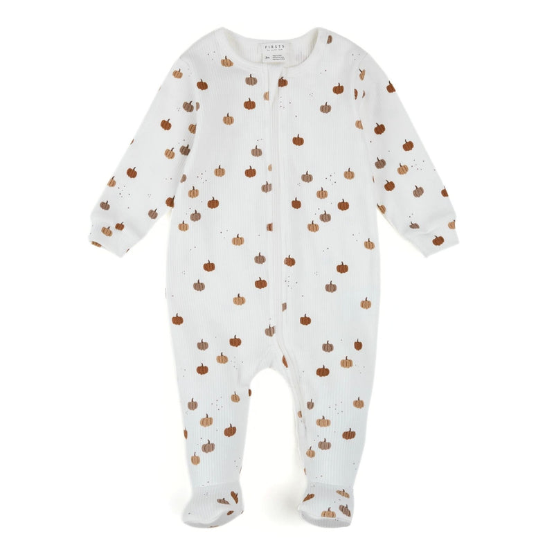 Pumpkin Print on White Footed Sleeper