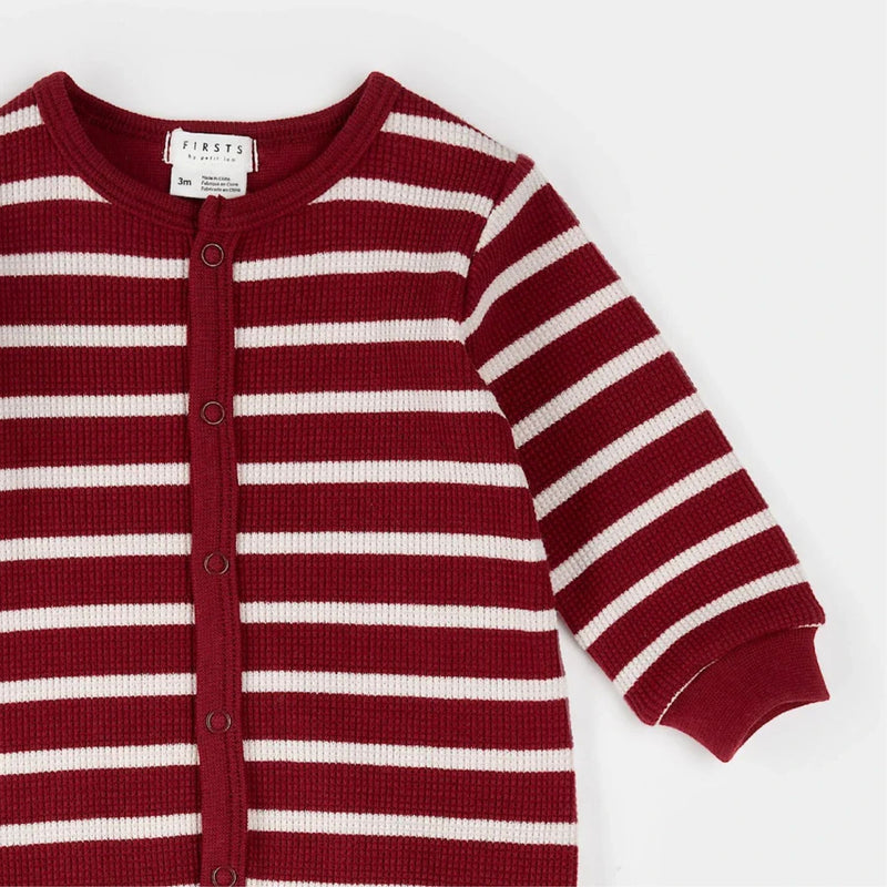 Red Striped Thermal Footed Sleeper