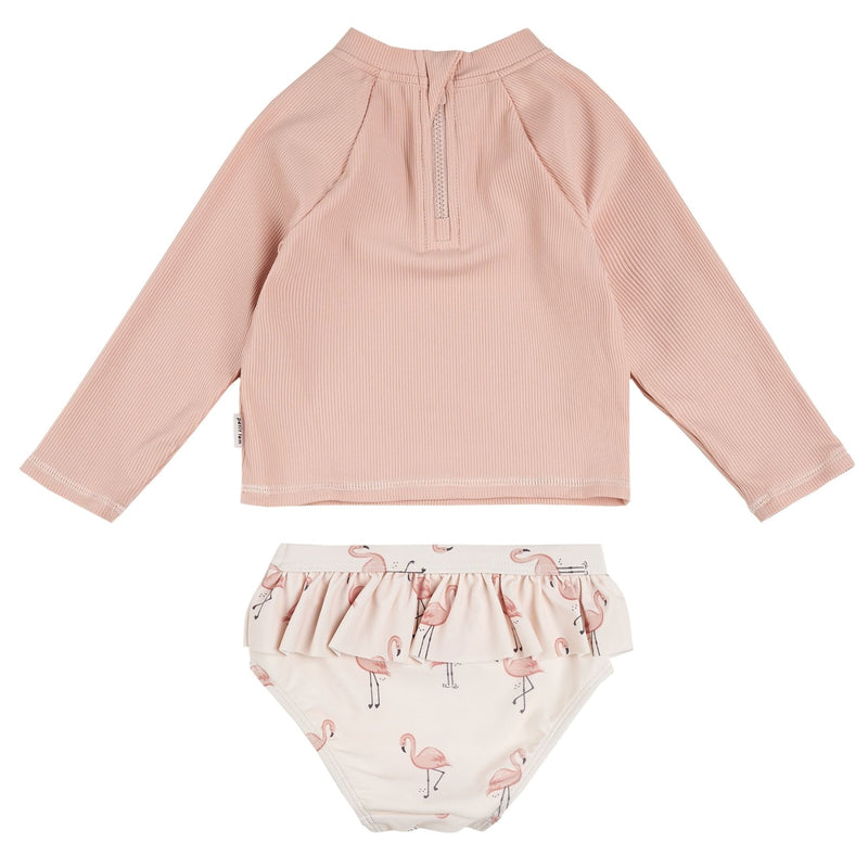 Long-Sleeve Rose Quartz + Flamingos Rashguard Set