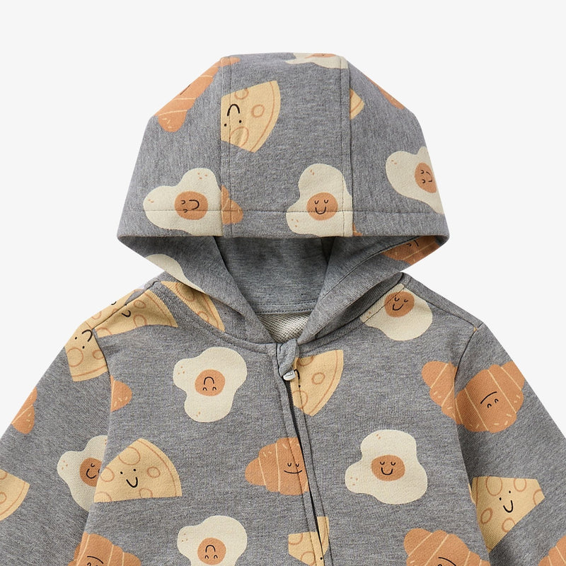 French Terry Smiley Side Up Hooded Romper