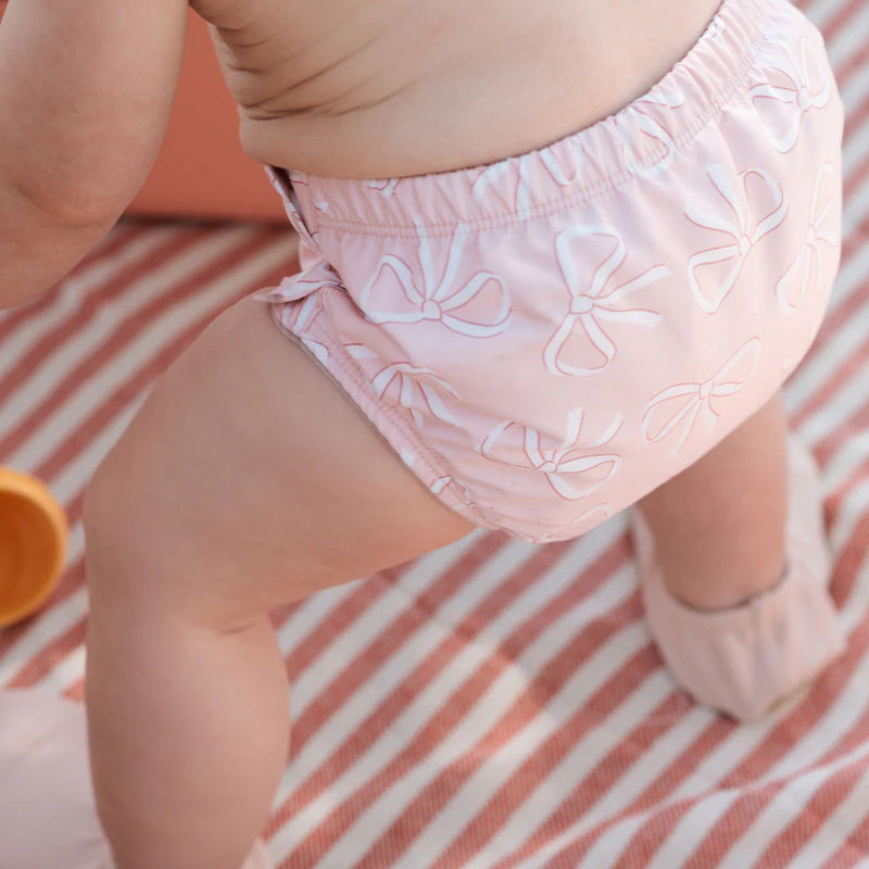 Bows Print on Light Pink Swim Diaper