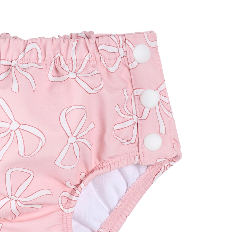 Bows Print on Light Pink Swim Diaper