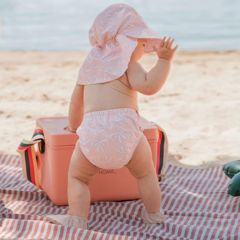 Bows Print on Light Pink Swim Diaper