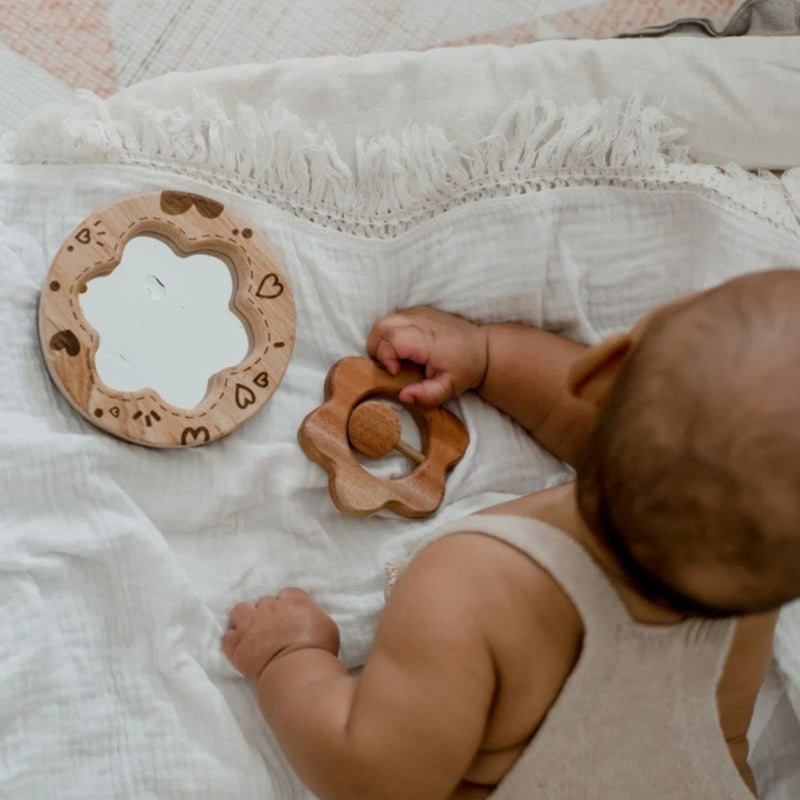 Rattle + Baby Mirror Set