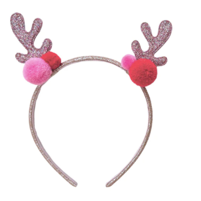 Jolly Pom Pom Reindeer Ears Headband