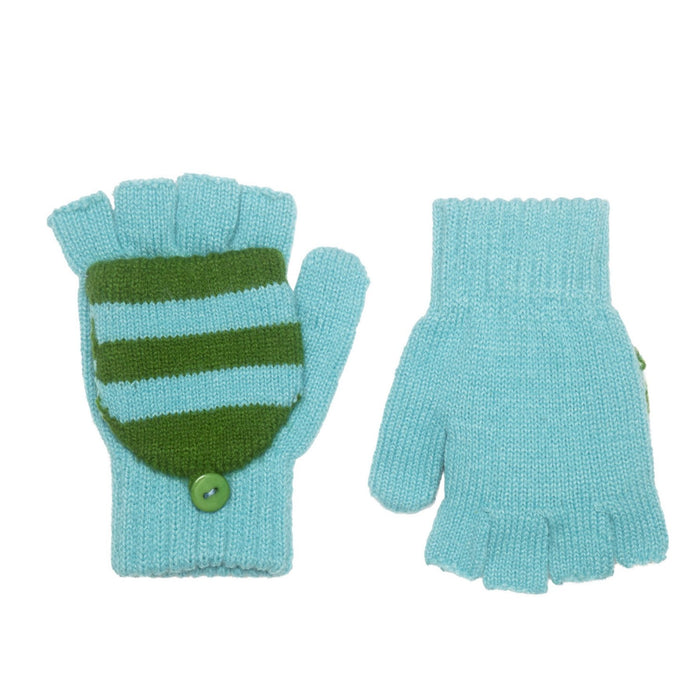 Cozy Striped Knitted Gloves Green