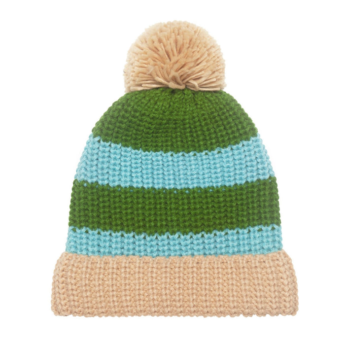 Cozy Striped Knitted Hat Green