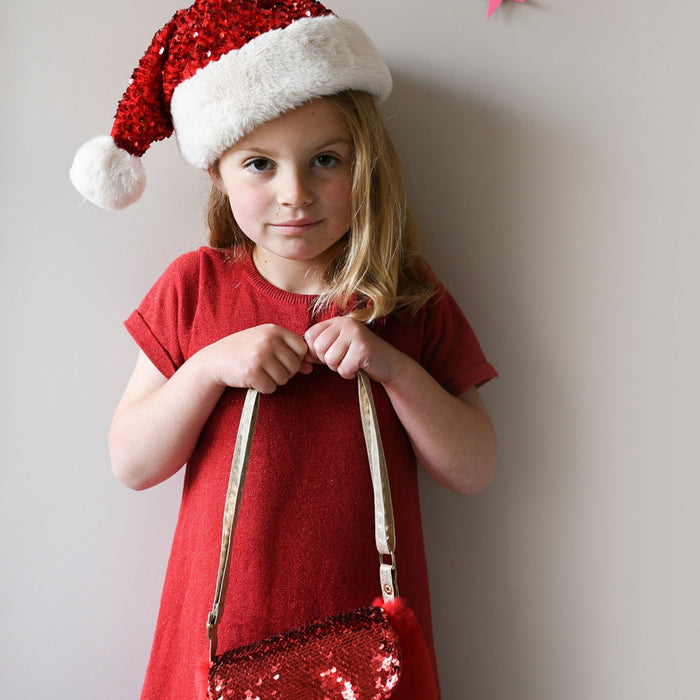 Sequin Velvet Santa Hat