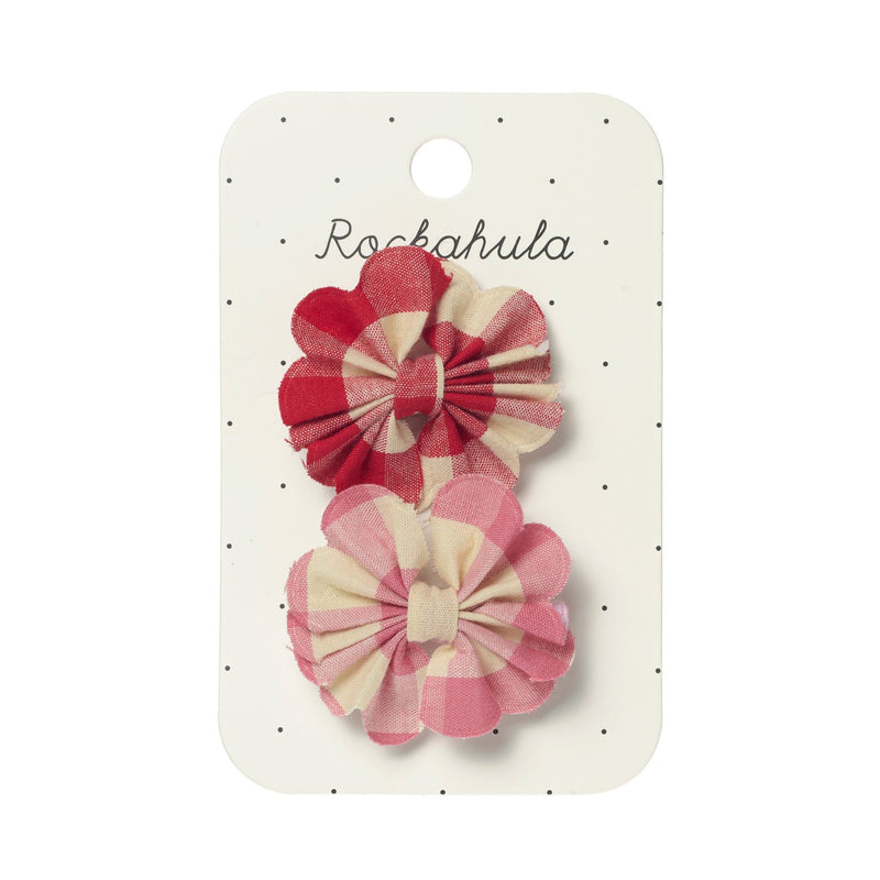 Scalloped Gingham Bow Clips