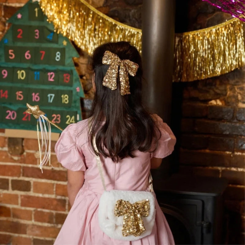 Sequin Bow Fluffy Bag