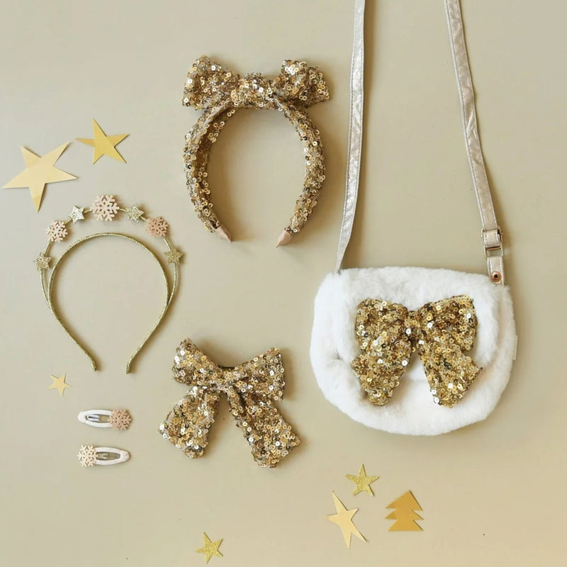 Sequin Bow Fluffy Bag