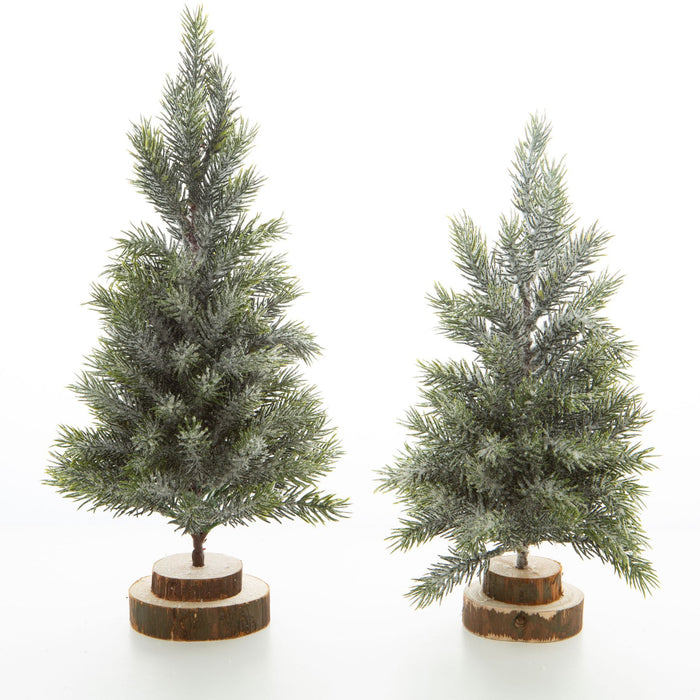 Faux Fir Tree Set with Ice Finish