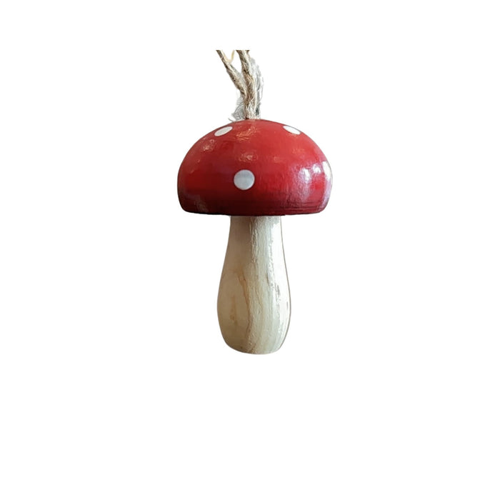 Painted Wood Mushroom Ornaments