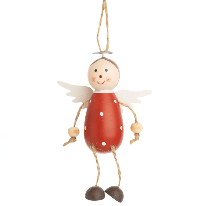 Wooden Santa + Angel Ornaments with Dangling Legs
