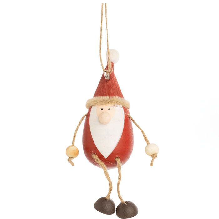 Wooden Santa + Angel Ornaments with Dangling Legs