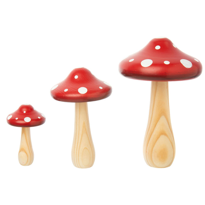 Set of 3 Painted Wood Mushroom Table Top