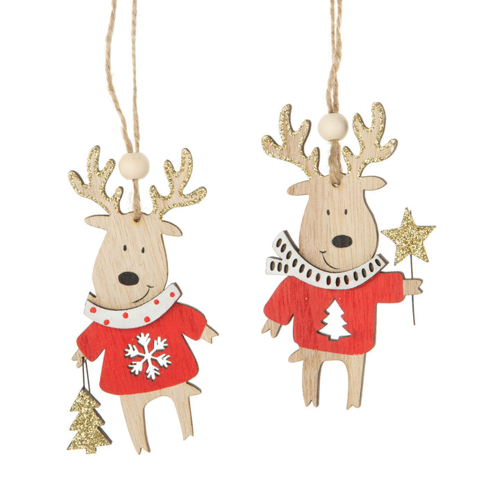 Wood Reindeer Ornaments