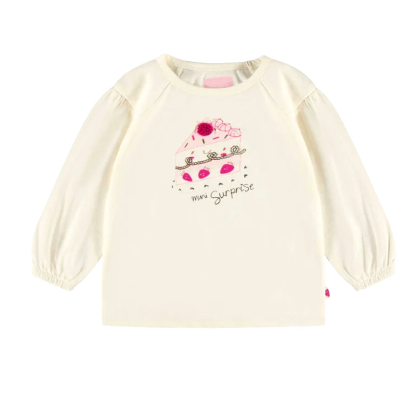 Cream T-shirt with Cake Illustration